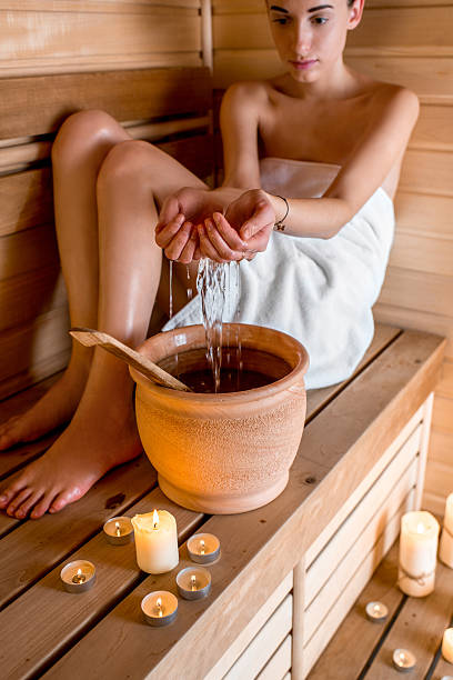 istock Woman in sauna 536288399