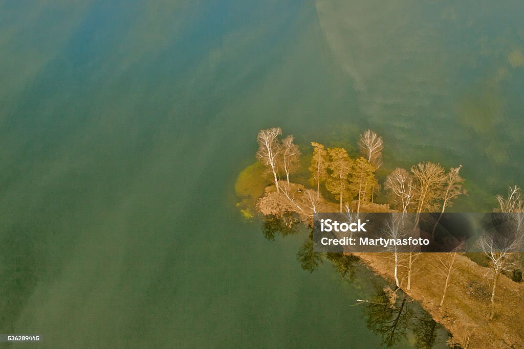 Island aerial view View from the sky to the island in the lake 2015 Stock Photo