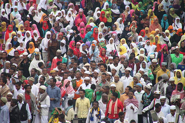 crowd MUSLIM HOLIDAYS IN ADDIS ABABA addis ababa ethiopia photos stock pictures, royalty-free photos & images