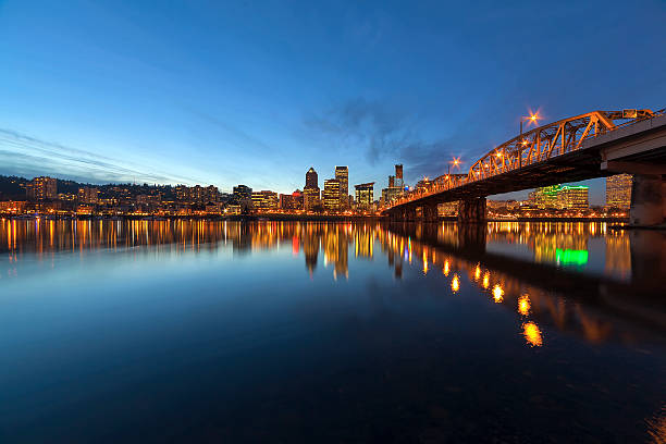 istock Portland Downtown Skyline by Hawthorne Bridge at Blue Hour 536308621
