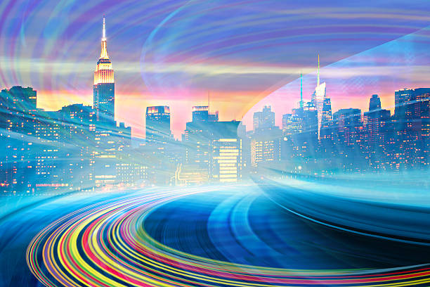 Abstract Illustration of an modern city urban highway stock photo
