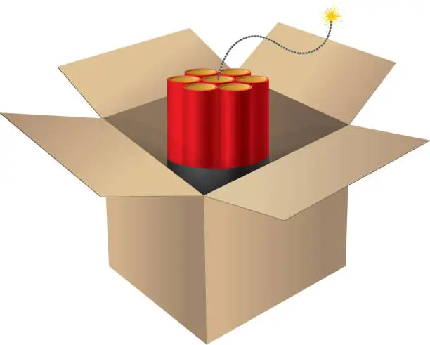 Vector illustration of Dynamite in box