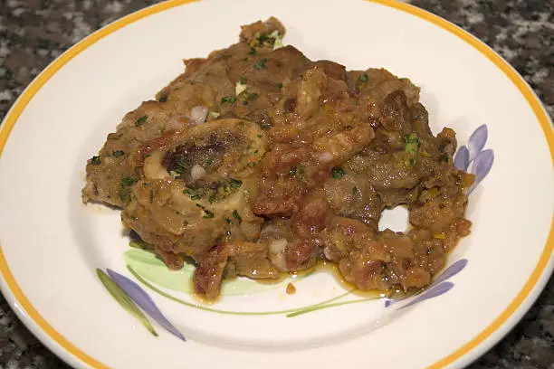 tasty Italian dish with of veal marrowbone
