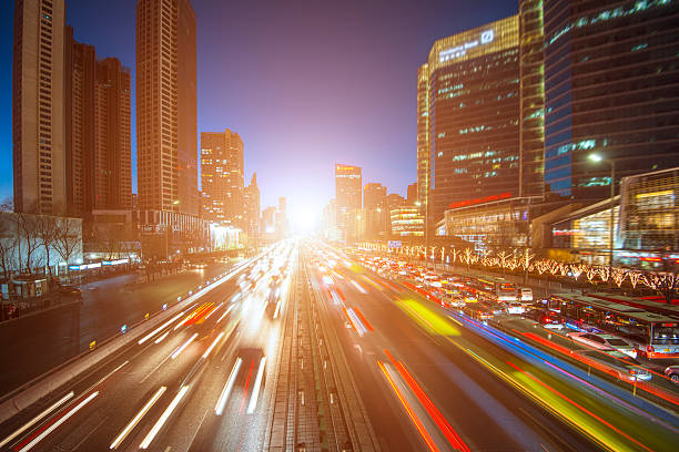 istock Urban highway traffic at night 536313023
