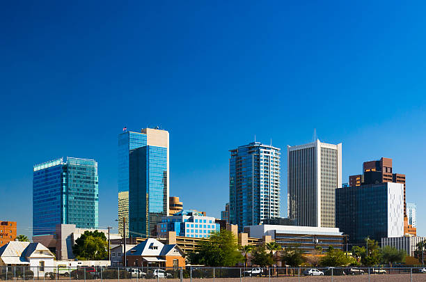 istock Phoenix downtown skyscrapers from closer up, and clear blue sky 536314049