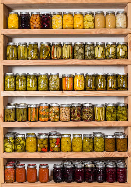 istock Storage shelves with canned food 536349357