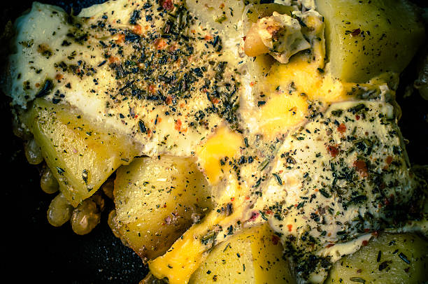 Potatoes with fried eggs