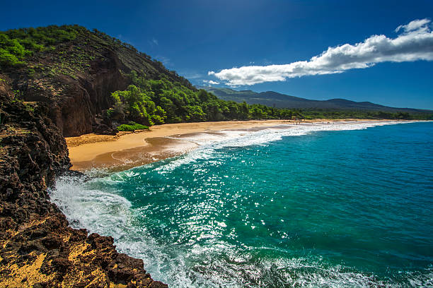 ビッグビーチ、または oneloa 、south マウイ、ハワイ州（米国） - hawaii islands maui big island tropical climate ストックフォトと画像