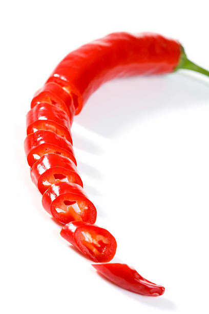 istock Red peppers, sliced up, close up 536352087