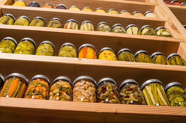 istock Storage shelves with canned food 536352203