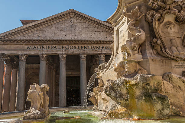 panteón de agripa pilares en roma, italia - ancient rome rome fountain pantheon rome fotografías e imágenes de stock