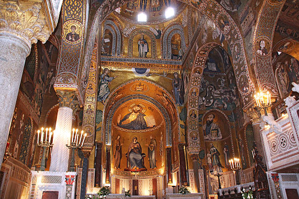 Detail Interior of the famous Cappella Palatina in the Palazzo Reale in Palermo in Sicily, Italy