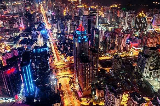 istock Urban cityscape, skyscraper at night 536355311