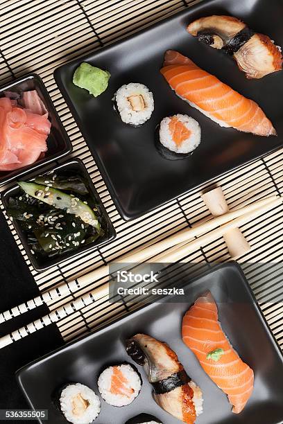 Japanese Sushi Stock Photo - Download Image Now - 2015, Asia, Bamboo - Material