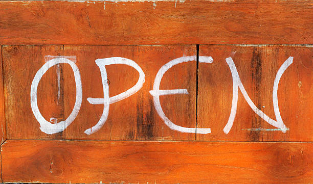 istock Signs symbolize open on wood background 536355735