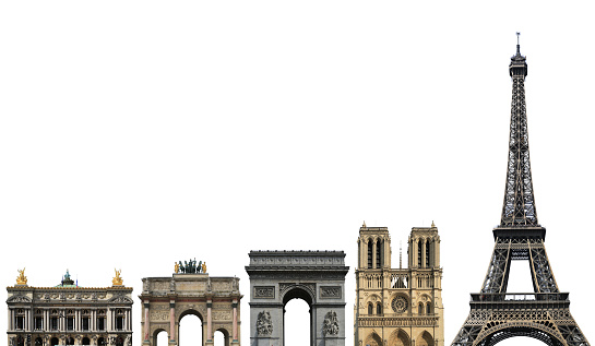 France, landmark of Paris, on a white background