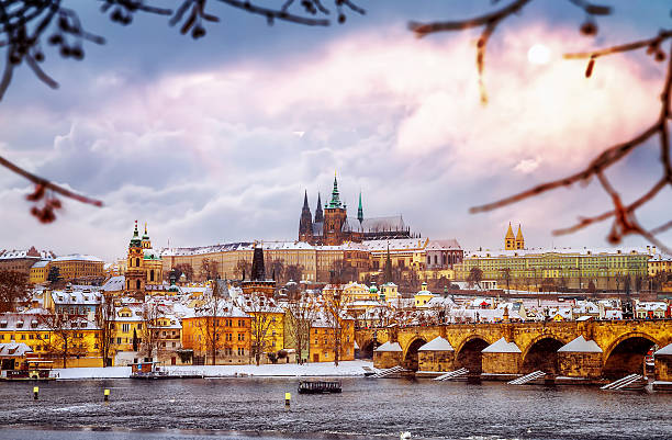 Beautiful Prague in winter stock photo