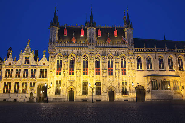 istock The Town Hall in Bruges at night (Belgium) 536402361