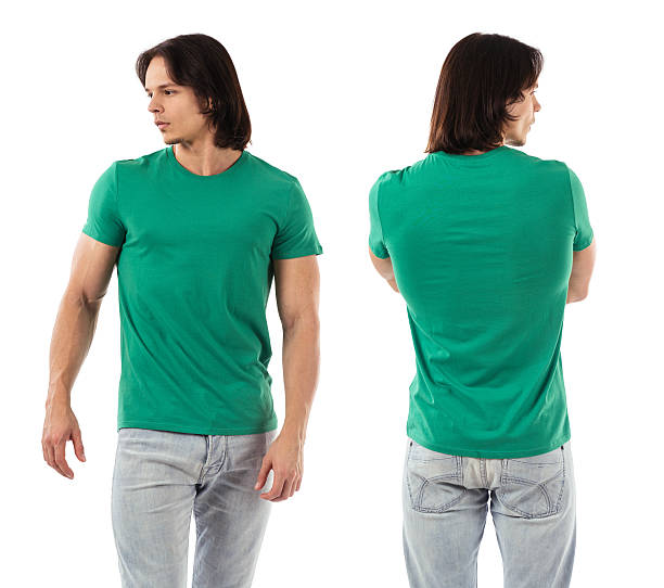 istock Young man posing with blank green shirt 536402997