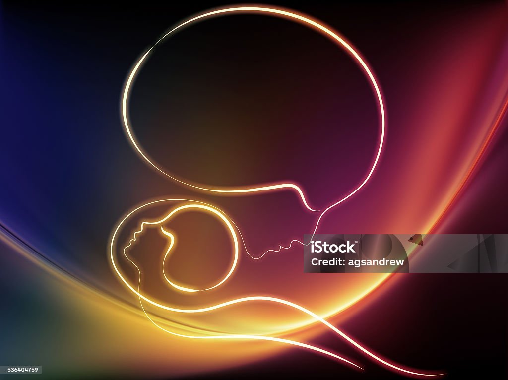 Parent Connection Design on the subject of bond between parent and child made of profiles of woman,  child and abstract elements 2015 Stock Photo