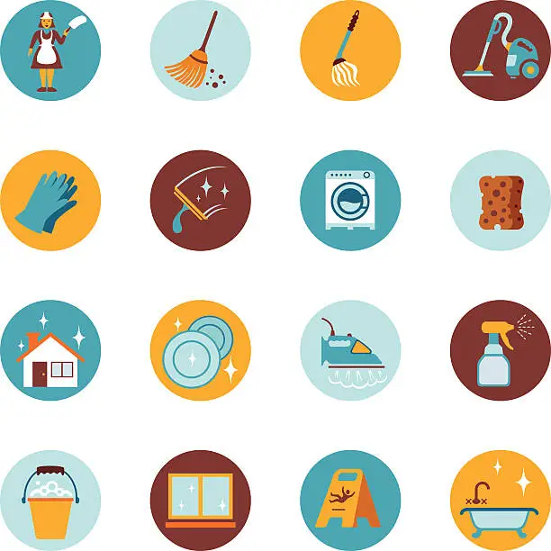 Vector illustration of Cleaning Icons