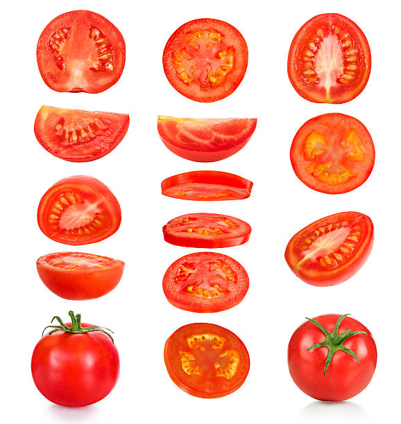 istock collection of pieces of tomatoes on a white background 536408921