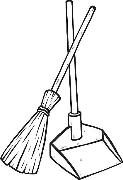 Vector illustration of dustpan and broom
