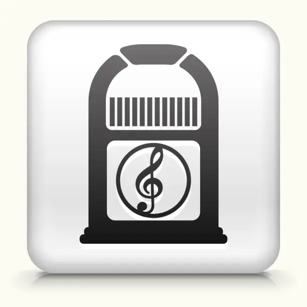 Vector illustration of Square Button with Jukebox