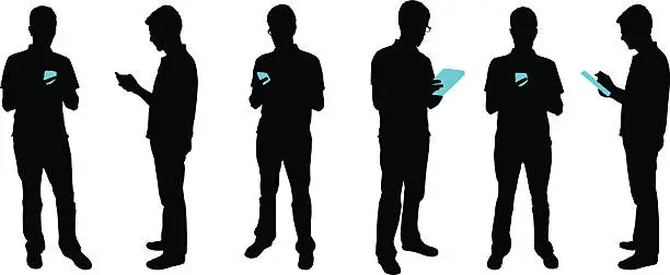 Vector illustration of Silhouette people with mobile devices