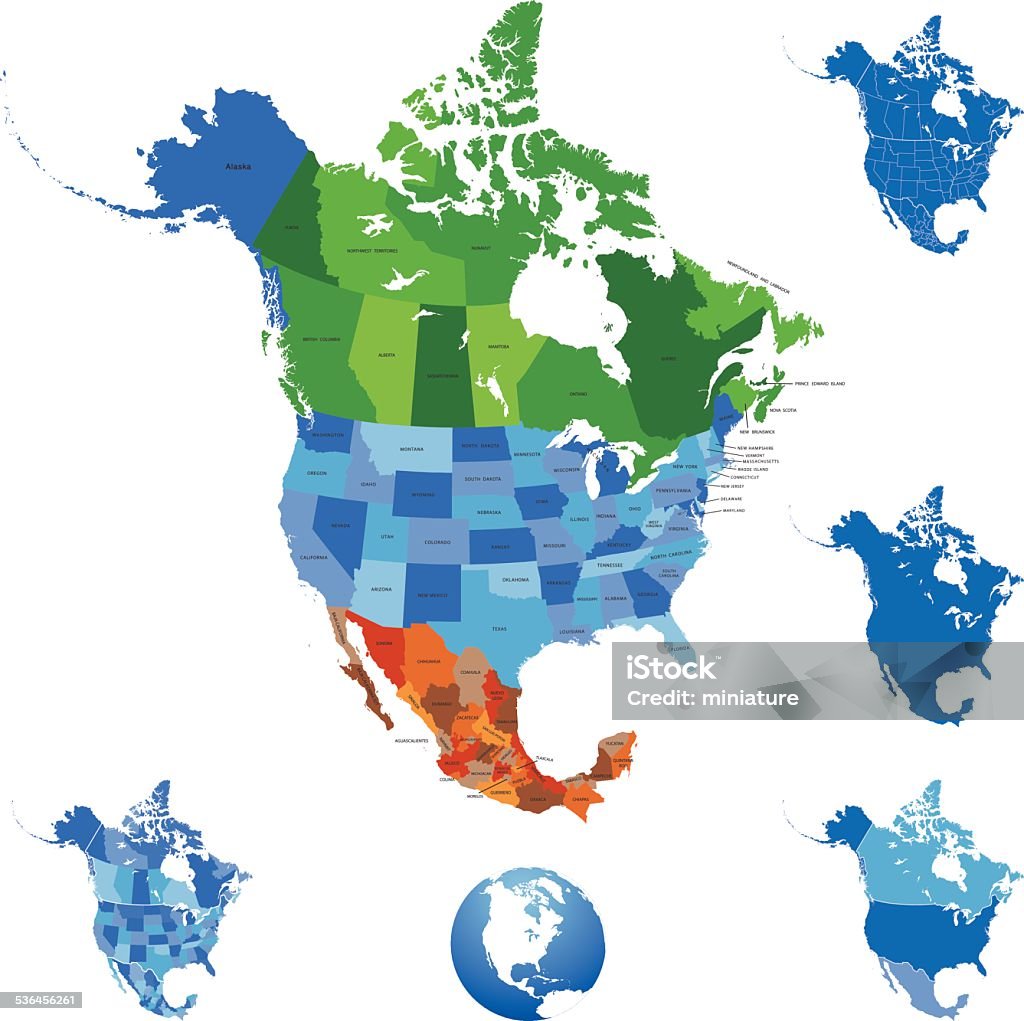 North America Map Highly detailed map of North America for your design and products. Map stock vector