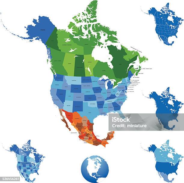 North America Map Stock Illustration - Download Image Now - Map, North America, USA