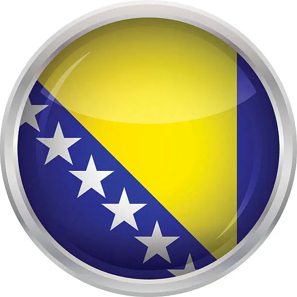 Vector illustration of Glossy Button - Flag of Bosnia and Herzegovina