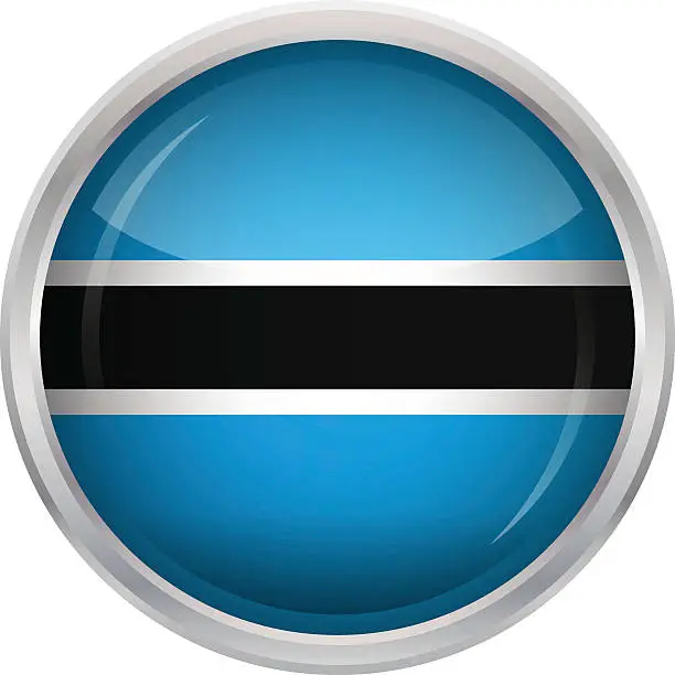 Vector illustration of Glossy Button - Flag of Botswana