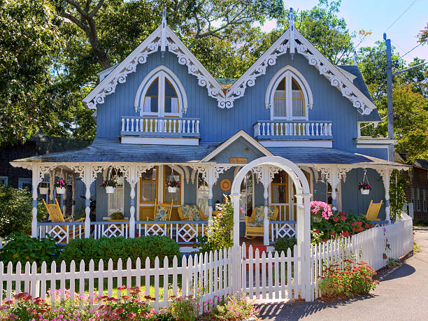 Quaint residential house and yard in Victoria on Vancouver Island, British Columbia