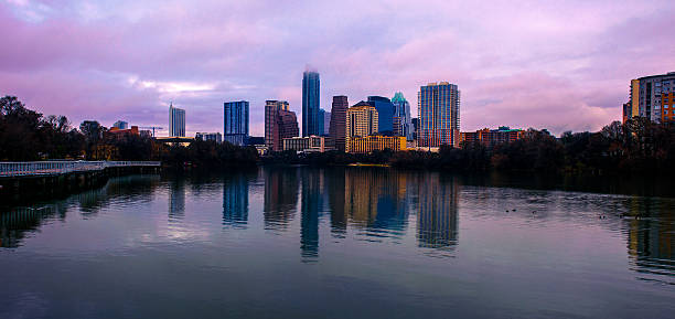 istock Wide Panoramic Town Lake Reflection Austin Central Texas Sunrise 536461583