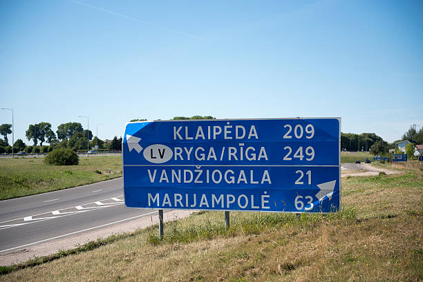 istock Highway distance sign Kaunas, Lithuania 536502248