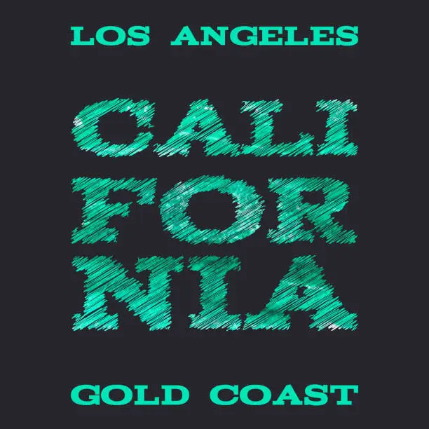 Vector illustration of California surf typography t-shirt graphics vectors