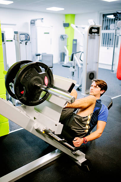 istock Training using a leg press, weight training in the gym 536507511