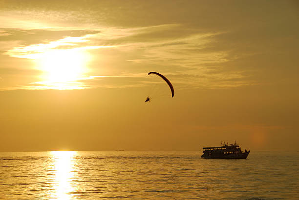 Paramotor above the Golf of Thailand.