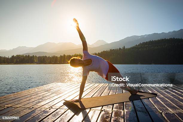 Yoga On Lake Stock Photo - Download Image Now - Yoga, Exercising, Nature