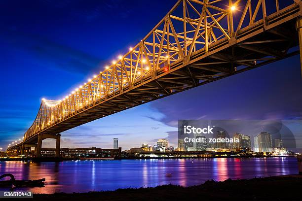 New Orleans Skyline At Night Louisiana Usa Stock Photo - Download Image Now - New Orleans, Bridge - Built Structure, Urban Skyline