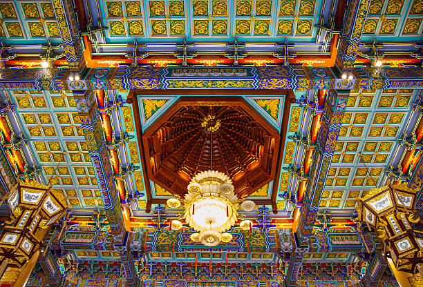 Lamp in Chinese temple at Wat Leng -Noei-yi 2   Bangkok, Thailand.
