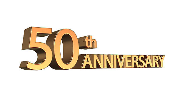 Anniversary 50th, Fiftieth Jubilee Fiftieth anniversary symbol in gold letters on white background fiftieth stock pictures, royalty-free photos & images