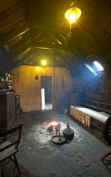 istock Traditional scottish home interior with peat fire. Lewis isle. U 536511971