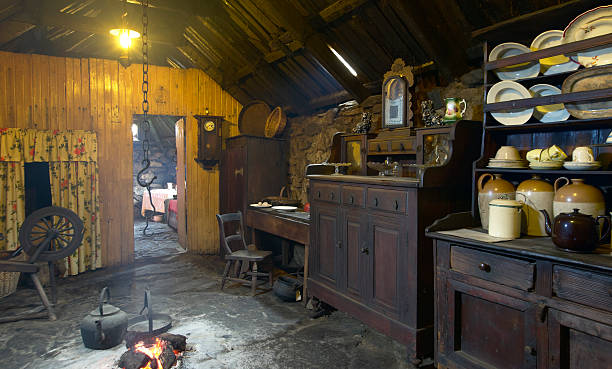 istock Traditional scottish home interior with peat fire. Lewis isle. U 536511995