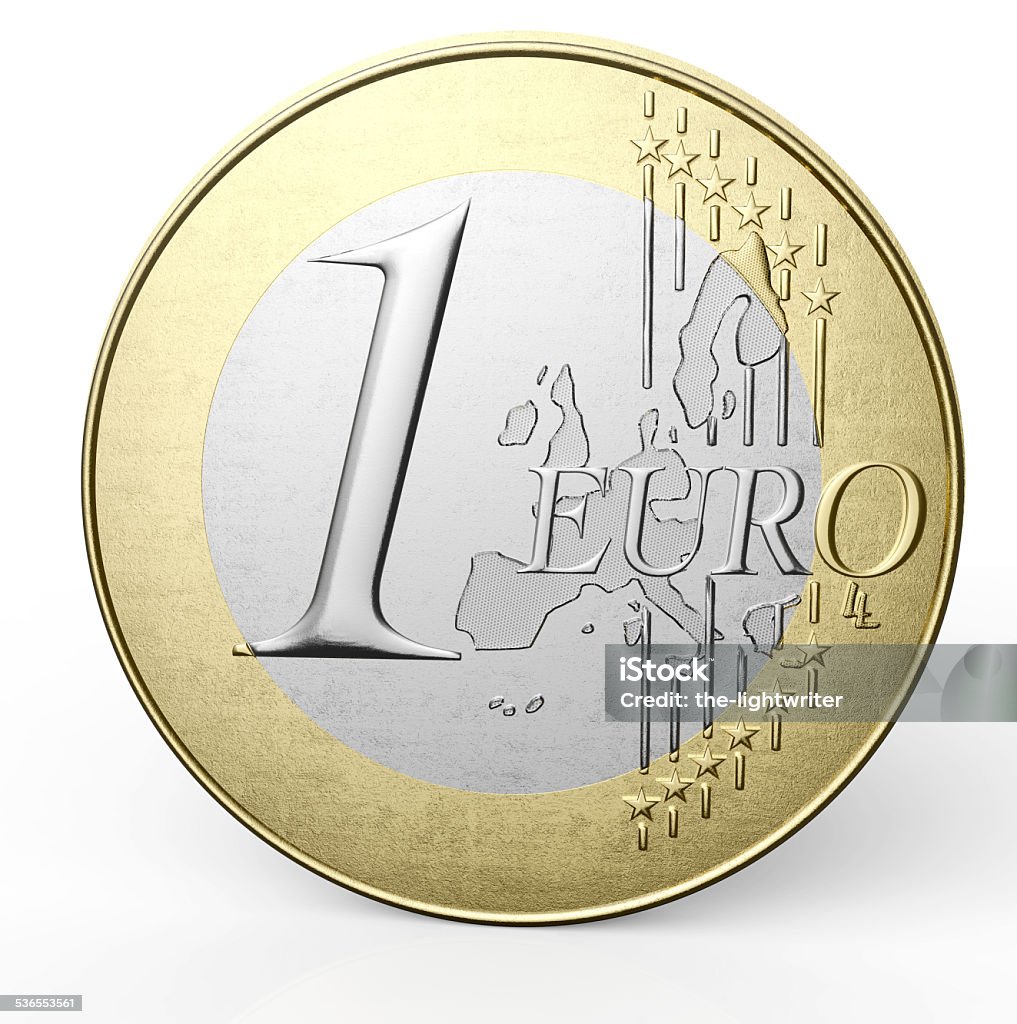 one euro coin isolated on white background A 1 euro coin isolated on white background Coin Stock Photo
