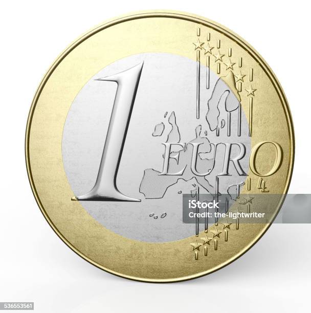 One Euro Coin Isolated On White Background Stock Photo - Download Image Now - Coin, Euro Symbol, European Union Currency