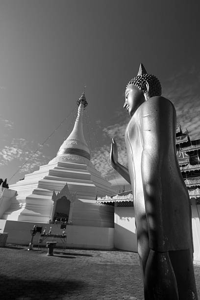 buddha fica em frente à pagoda - tantric buddhism - fotografias e filmes do acervo