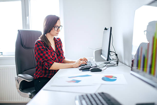 istock Hipster girl in office 536554220