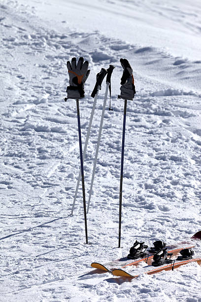 istock Skiing equipment on ski slope at sun day 536554723